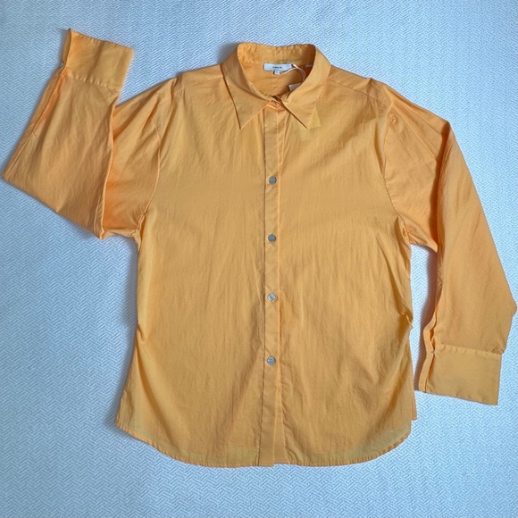 NWT VINCE Sculpted Long Statement Sleeve Voile Shirt 100% Cotton Women's Size L - Picture 6 of 11